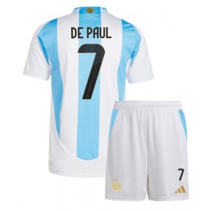 Fotbalové Dres Argentina Rodrigo De Paul #7 Dětské Domácí Oblečení Copa America 2024 Krátký Rukáv (+ trenýrky)